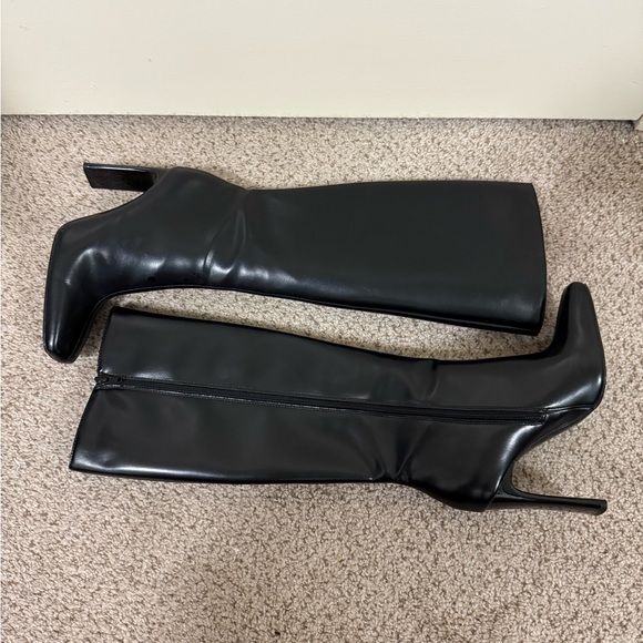 Zara black square toe knee high boots Size 7 EU 37 - Picture 15 of 16